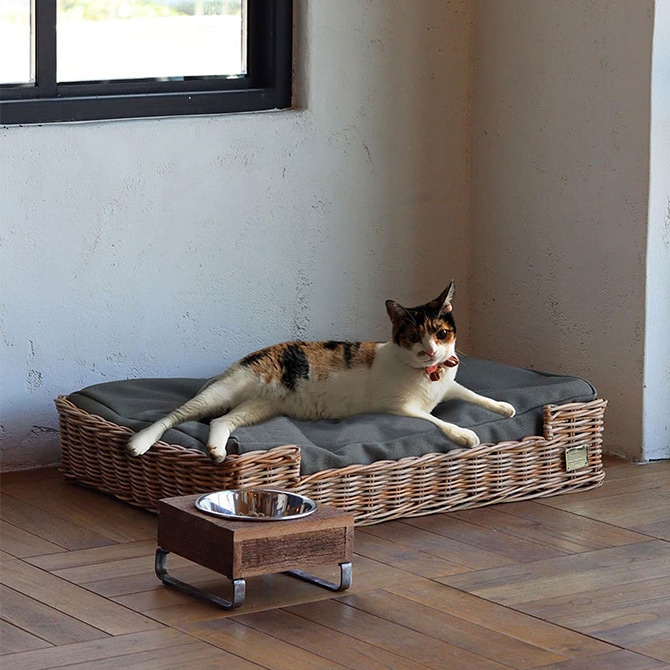 GROOM グルーム ねこベッド　BY THE AROROG  猫 ベッド キャットベッド ペットベッド 小型犬 ラタン ナチュラル おしゃれ かっこいい  