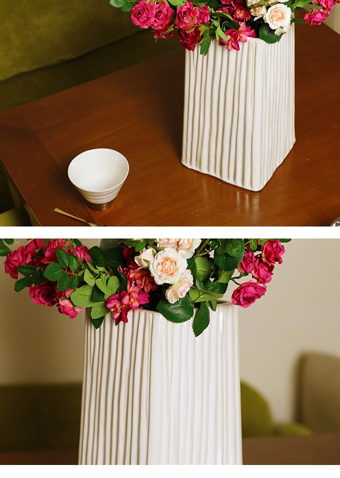 白峰雪崩　陶器花瓶　L  花瓶 ホワイト フラワーベース プランター 北欧 おしゃれ 花器 洋風 エントランス  