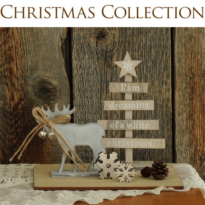 北欧 クリスマス 置物 木製プチノエルディア 4点セット（ツリー・トナカイ・飾り・土台）  クリスマス雑貨 オブジェ トナカイ ディスプレイ オーナメント となかい Xmas ヨーロピアン  