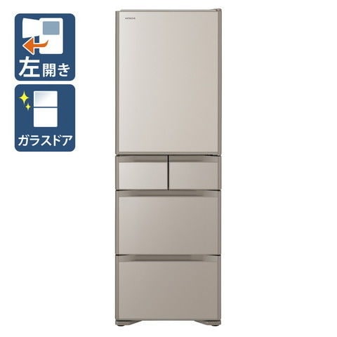 【設置無料 Aエリア】日立 401L 5ドア冷蔵庫（クリスタルシャンパン）【左開き】 HITACHI Sタイプ R-S40RL-XN 【返品種別A】 冷蔵庫・冷凍庫