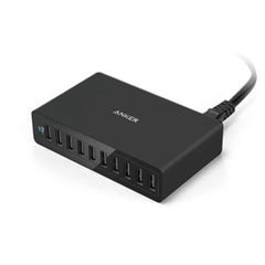 Anker USB急速充電器「PowerPort 10」 10ポート 12A（卓上式・ブラック） A2133511 【返品種別A】