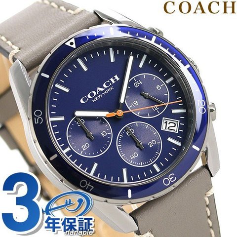 Dショッピング コーチ メンズ Coach 腕時計 トンプソン 41mm クロノグラフ ネイビー グレー 革ベルト 時計 カテゴリ の販売できる商品 腕時計のななぷれ ドコモの通販サイト
