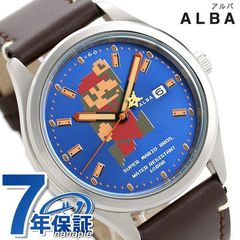 セイコー スーパーマリオ メンズ 腕時計 自動巻き ビッグサイズマリオ ACCA401 SEIKO ブルー×ブラウン キャラクターウォッチ