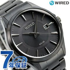 セイコー ワイアード 時計 ソーラー メンズ 腕時計 AGAD412 SEIKO WIRED オールブラック 黒