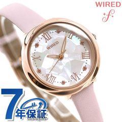 セイコー ワイアード エフ レディース 腕時計 花柄 AGEK462 SEIKO WIRED f ホワイトシェル×ピンク 革ベルト