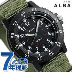 セイコー アルバ メンズ 腕時計 ブラック×カーキ ナイロンベルト クオーツ AQPK418 SEIKO ALBA
