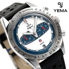 イエマ 時計 ラリーグラフ ミッシェル・ヴァイヨン 39mm クロノグラフ メンズ 腕時計 YMHF1572-MV YEMA ホワイト×ブラック
