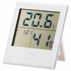 【オーム電機】TEM-200-W 時計付き温湿度計 ホワイト 【同梱不可】[▲][BF]