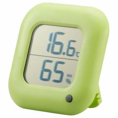 【オーム電機】TEM-100-G デジタル温湿度計 緑 【同梱不可】[▲][BF]