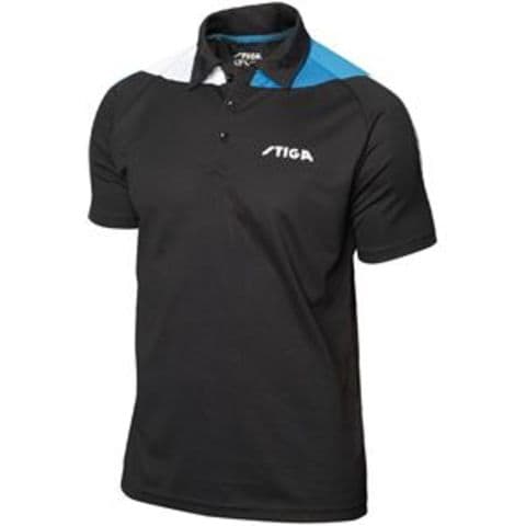 STIGA（スティガ） 卓球ユニフォーム PACIFIC SHIRT パシフィックシャツ ブラック×ブルー 5XS【代引不可】【同梱不可】[▲][TP] 卓球備品・小物