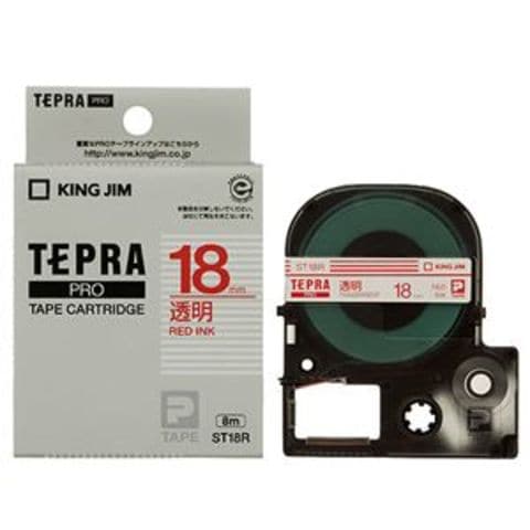 まとめ買い  キングジム テプラ PRO テープカートリッジ 18mm 透明／赤文字 ST18R 1個 【×4セット】 【同梱不可】【代引不可】[▲][TP] ラベルライター