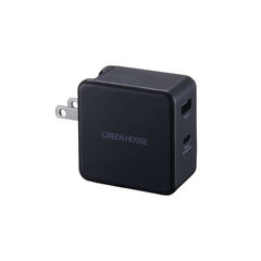 グリーンハウス PD対応Type-Cポート付USB-AC充電器 ブラック GH-ACU2GB-BK