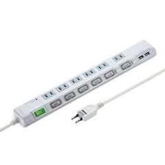 サンワサプライ USB充電ポート付き節電タップ(面ファスナー付き) TAP-B108U-1W