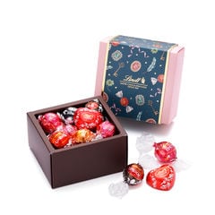 リンツ チョコレート Lindt バレンタイン リンドール クラシックギフトボックス 12個入 ライトピンク×ピーコックネイビー ショッピングバッグS付