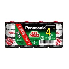 パナソニック Panasonic 単2形 マンガン乾電池×4本 ネオ ブラック 1.5V 黒 R14PNB/4VSW 4個パック
