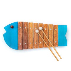 木製木琴 もっきん 楽器 音楽 木のおもちゃ ボーネルンド・オリジナル おさかなシロフォン  BZ8000B 青