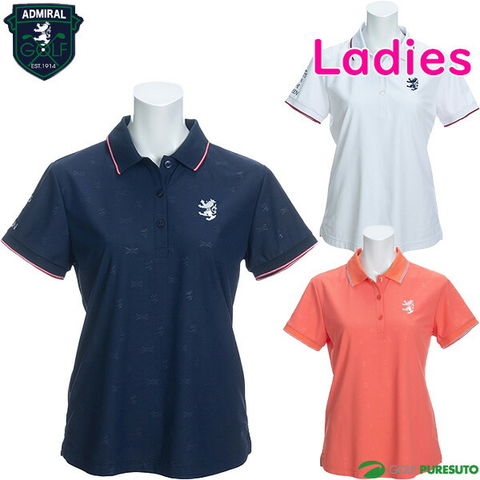 【レディース】アドミラルゴルフ 半袖ポロシャツ ADLA023 ランパントエンボス カラー：ピンク（48） サイズ：Ｌサイズ ポロシャツ・シャツ